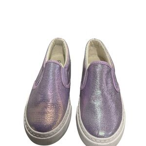 Sparkly Lavender Kids Slip-On Sneakers
